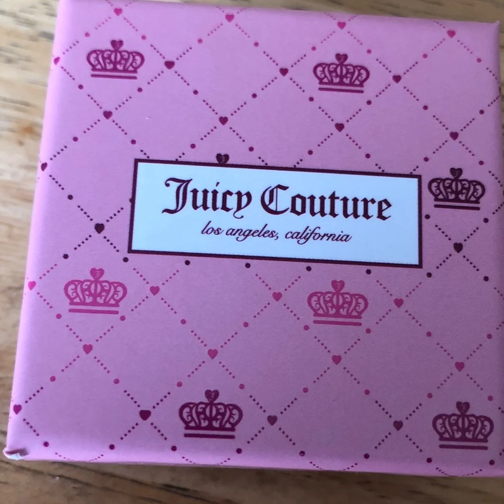 Juicy Couture Pink Resin Heart With Crown Cocktail Ring Crystal Size 7.5 NIB